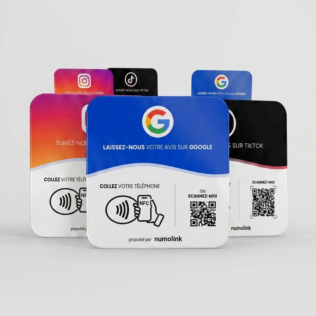 Pack de plaques NFC Numolink : avis Google, Instagram, TikTok